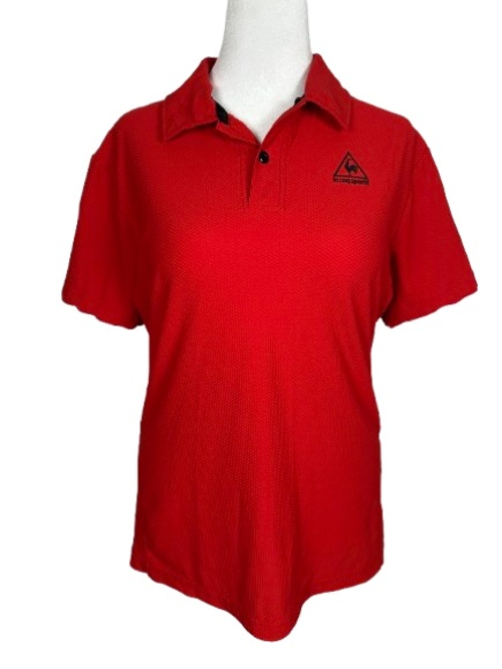 Le Coq Sportif Red Short Sleeve Polo Shirt with Chest Logo Size L